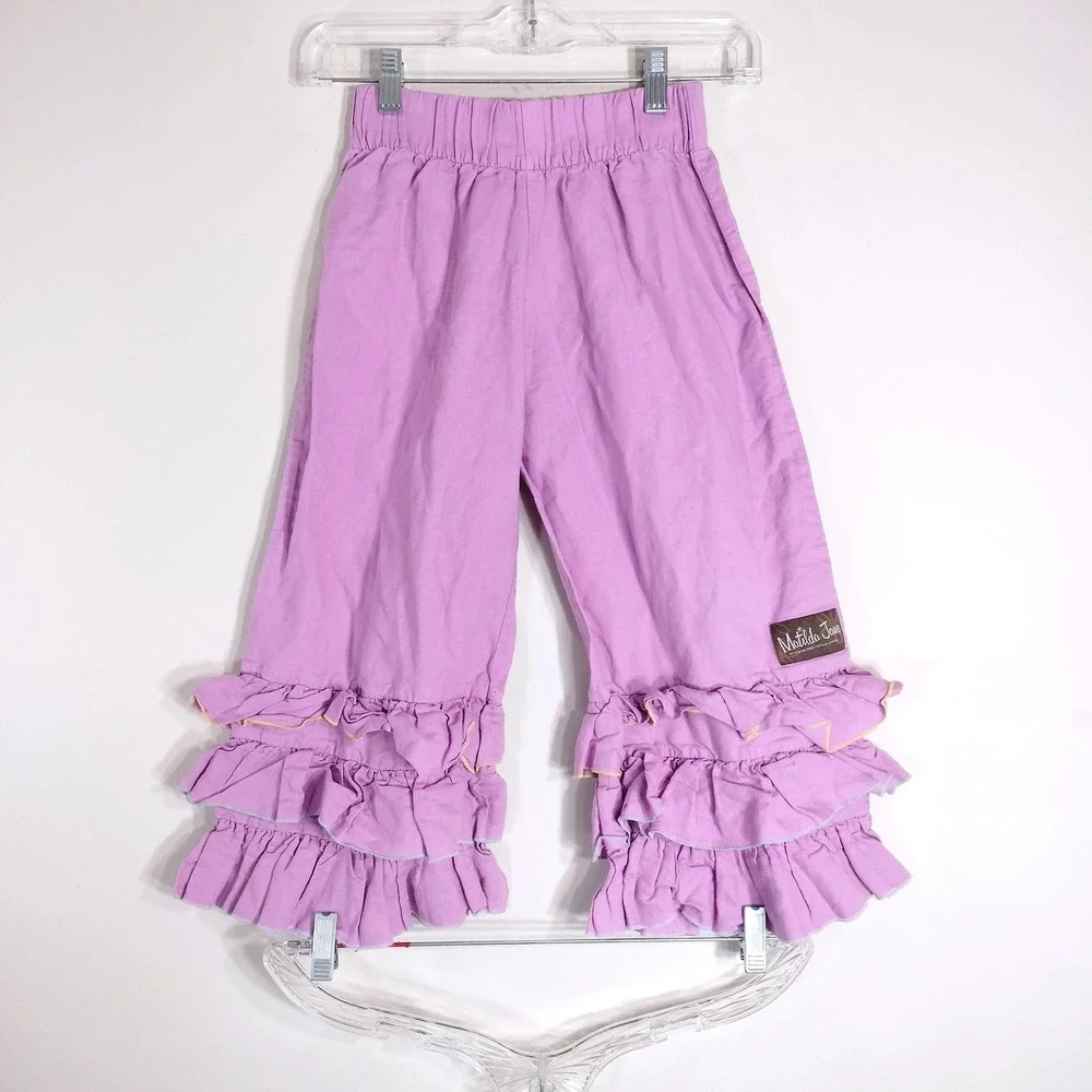 Matilda Jane Purple Ruffle Pants; Girls Size 10 Elastic Waist Tiered Ruffles